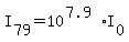 I%5B79%5D=10%5E%287.9%29%2AI%5B0%5D