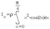 I%5Bx%5D=rho%2Aint%28x%5E2%2Acos%282x%29%2C+dx%2Cx=0%2Cpi%2F4%29