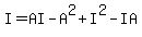 I+=+AI+-+A%5E2+%2B+I%5E2+-+IA