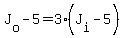 J%5Bo%5D+-+5+=+3%28J%5Bi%5D+-+5%29