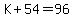 K%2B54=96