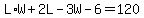L%2AW%2B2L-3W-6=120