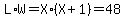 L%2AW+=+X%2A%28X%2B1%29+=+48