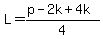 L=%28p-2k%2B4k%29%2F4