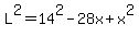 L%5E2=14%5E2-28x%2Bx%5E2
