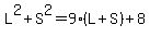 L%5E2+%2B+S%5E2+=+9%28L+%2B+S%29+%2B+8