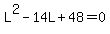 L%5E2+-+14L+%2B+48+=+0