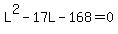L%5E2-17L-168=0