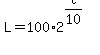 L+=+100+%2A+2%5E%28t%2F10%29