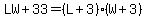 LW%2B33=%28L%2B3%29%28W%2B3%29