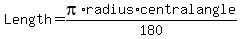 Length+=+pi%2Aradius%2Acentral+angle%2F180