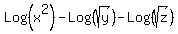 Log%28x%5E2%29-Log%28sqrt%28y%29%29-Log%28sqrt%28z%29%29