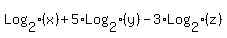 Log%5B2%5D%28x%29%2B5%2ALog%5B2%5D%28y%29-3%2ALog%5B2%5D%28z%29