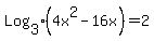 Log%5B3%5D%284x%5E2-16x%29+=+2