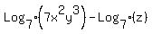 Log%5B7%5D%287x%5E2y%5E3%29-Log%5B7%5D%28z%29