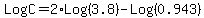 LogC+=+2%2ALog%283.8%29+-+Log%280.943%29+
