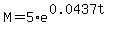 M=5%2Ae%5E%280.0437t%29