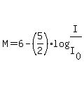 M=6-%285%2F2%29log%28I%2FI%5B0%5D%29