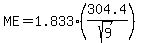 ME=1.833%2A%28304.4%2Fsqrt%289%29%29