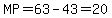 MP=63-43=20