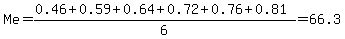 Me=%280.46%2B0.59%2B0.64%2B0.72%2B0.76%2B0.81%29%2F6=66.3