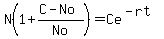N%281%2B%28C-No%29%2FNo%29=Ce%5E%28-rt%29