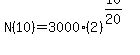 N%2810%29+=+3000%282%29%5E%2810%2F20%29