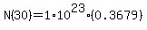 N%2830%29=1%2A10%5E23%2A%280.3679%29