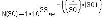 N%2830%29=1%2A10%5E23%2Ae%5E%28-%28%281%2F30%29%2A%2830%29%29%29