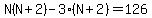 N%28N%2B2%29-3%28N%2B2%29=126