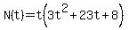 N%28t%29+=+t%283t%5E2%2B23t%2B8%29