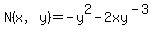N%28x%2Cy%29=-y%5E2-2xy%5E%28-3%29