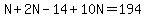 N%2B2N-14%2B10N=194