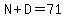 N%2BD=71