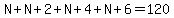 N%2BN%2B2%2BN%2B4%2BN%2B6=120