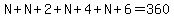 N%2BN%2B2%2BN%2B4%2BN%2B6=360