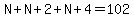 N%2BN%2B2%2BN%2B4=102