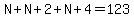 N%2BN%2B2%2BN%2B4=123