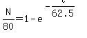 N%2F80+=+1+-+e%5E%28-t%2F62.5%29