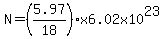 N=%285.97%2F18%29x6.02x10%5E23