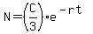 N=%28C%2F3%29e%5E%28-rt%29+