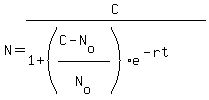 N=+C%2F%281%2B%28%28C-N%5Bo%5D%29%2FN%5Bo%5D%29%2Ae%5E%28-rt%29%29