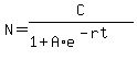 N=+C%2F%281%2BA%2Ae%5E%28-rt%29%29