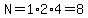 N=1%2A2%2A4=8