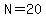 N=20