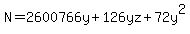 N=2600766y%2B126yz%2B72y%5E2
