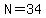 N=34