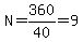 N=360%2F40=9
