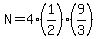 N=4%281%2F2%29%289%2F3%29