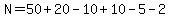 N=50%2B20-10%2B10-5-2